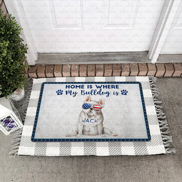 Personalized Dog Gift - Home Is Where My Bulldog Is For Dog Lovers - Doormat